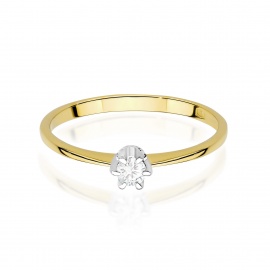Pierścionek W0220 Diament 0,10ct żółte złoto