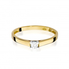 Pierścionek W0221 Diament 0,10ct żółte złoto
