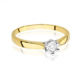 Pierścionek W0222BT Diament 0,08ct żółte złoto