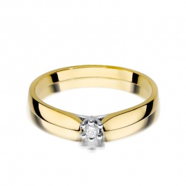 Pierścionek W0222 Diament 0,04ct żółte złoto