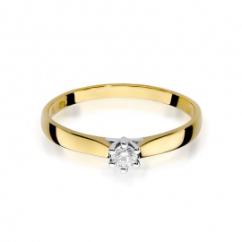 Pierścionek W0222 Diament 0,10ct żółte złoto