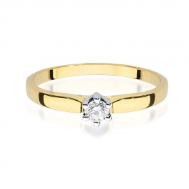 Pierścionek W0222 Diament 0,15ct żółte złoto