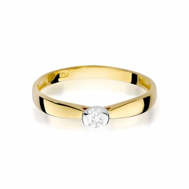 Pierścionek W0223 Diament 0,10ct żółte złoto