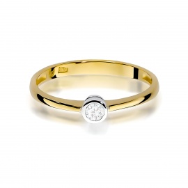 Pierścionek W0224 Diament 0,10ct żółte złoto