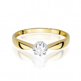 Pierścionek W0228 Diament 0,15ct żółte złoto