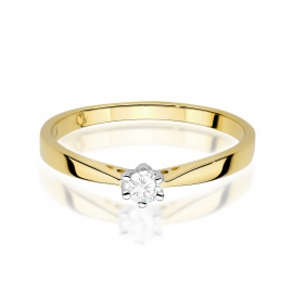 Pierścionek W0229 Diament 0,10ct żółte złoto