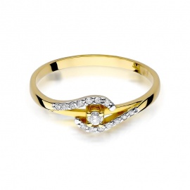 Pierścionek W0237 Diament 0,04ct żółte złoto