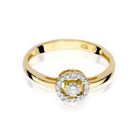 Pierścionek W0238 Diament 0,12ct żółte złoto