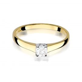 Pierścionek W0239 Diament 0,20ct żółte złoto