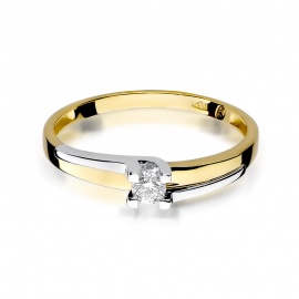 Pierścionek W0246 Diament 0,12ct żółte złoto