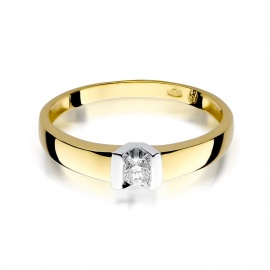 Pierścionek W0249 Diament 0,10ct żółte złoto