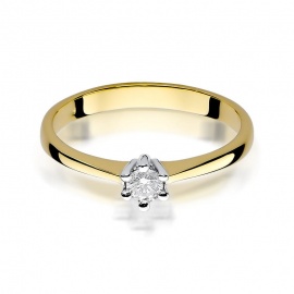 Pierścionek W0256 Diament 0,15ct żółte złoto
