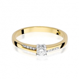 Pierścionek W0258 Diament 0,15ct żółte złoto
