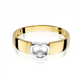 Pierścionek W0276 Diament 0,04ct żółte złoto