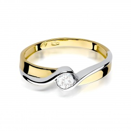 Pierścionek W0278 Diament 0,15ct żółte złoto