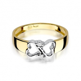 Pierścionek W0286 z diamentami żółte złoto
