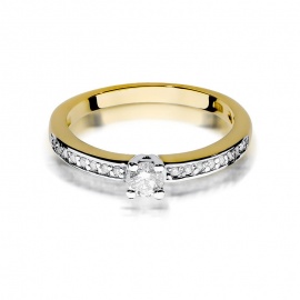 Pierścionek W0288 Diament 0,20ct żółte złoto