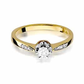 Pierścionek W0291 Diament 0,23ct żółte złoto