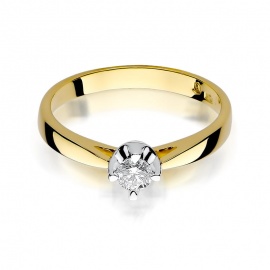 Pierścionek W0293 Diament 0,20ct żółte złoto