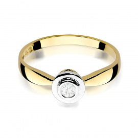 Pierścionek W0294 Diament 0,10ct żółte złoto