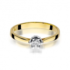 Pierścionek W0299 Diament 0,12ct żółte złoto