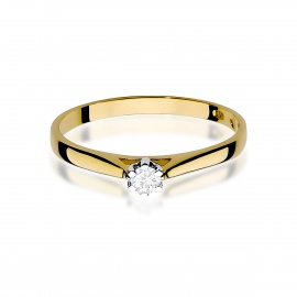 Pierścionek W0311 Diament 0,09ct żółte złoto