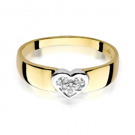 Pierścionek W0314 z diamentami żółte złoto