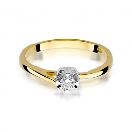Pierścionek W0318 Diament 0,10ct żółte złoto