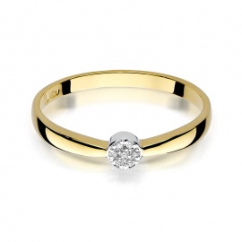 Pierścionek W0322 Diament 0,04ct żółte złoto