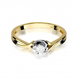 Pierścionek W0329 Diament 0,10ct żółte złoto