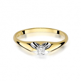 Pierścionek W0331 Diament 0,10ct żółte złoto