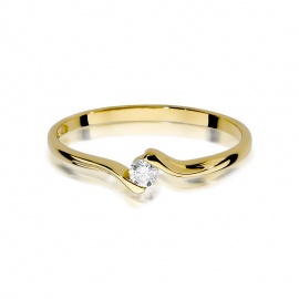 Pierścionek W0332 Diament 0,09ct żółte złoto
