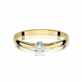 Pierścionek W0335 Diament 0,15ct żółte złoto