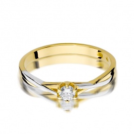 Pierścionek W0340 Diament 0,12ct żółte złoto