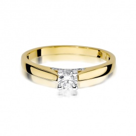 Pierścionek W0341 Diament 0,25ct żółte złoto