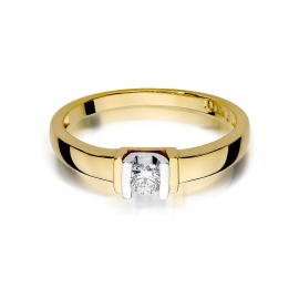 Pierścionek W0343 Diament 0,10ct żółte złoto