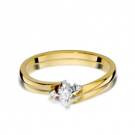 Pierścionek W0346 Diament 0,10ct żółte złoto