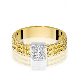 Pierścionek W0353 z diamentami żółte złoto