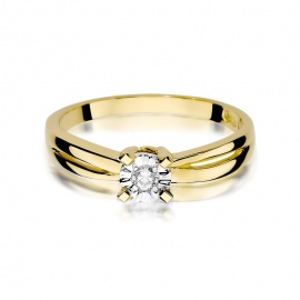 Pierścionek W0360 Diament 0,08ct żółte złoto