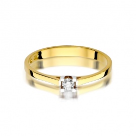Pierścionek W0407 Diament 0,09ct żółte złoto