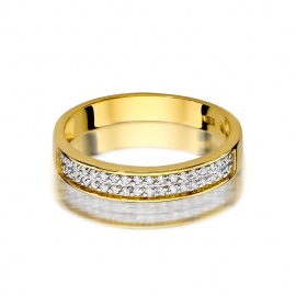 Pierścionek W0410 z diamentami żółte złoto