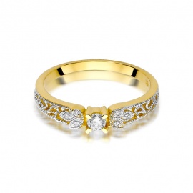 Pierścionek W0411 Diament 0,10ct żółte złoto