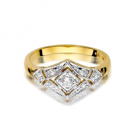 Pierścionek W0412 Diament 0,10ct żółte złoto