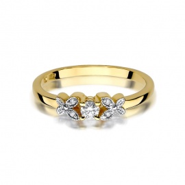 Pierścionek W0414 Diament 0,10ct żółte złoto