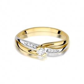 Pierścionek W0415 Diament 0,10ct żółte złoto
