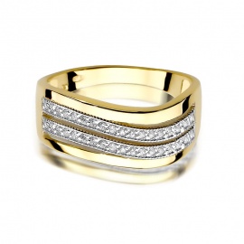 Pierścionek W0416 z diamentami żółte złoto