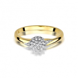 Pierścionek W0419 z diamentami żółte złoto