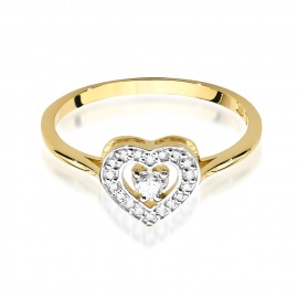Pierścionek W0442 Diament 0,10ct żółte złoto