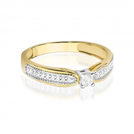 Pierścionek W0449 Diament 0,08ct żółte złoto