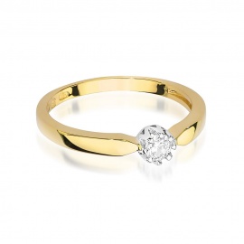 Pierścionek W0450B Diament 0,15ct żółte złoto